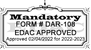 Mandatory Form # DAR-108 EDAC approved 2/4/2022 for 2022-2023