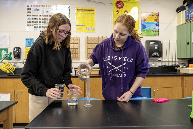 Thompson School District students participate in a science class. 