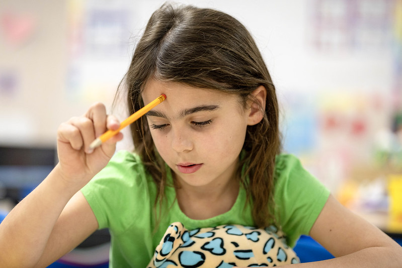 Student works on an assignment.