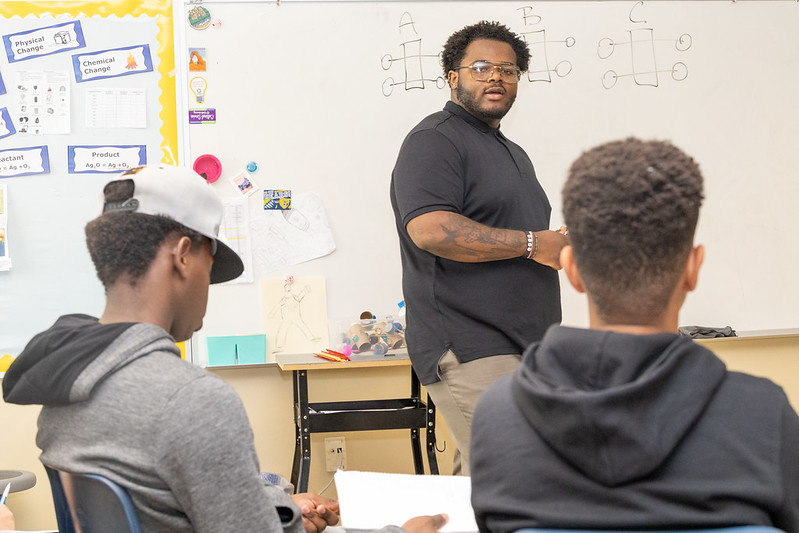 Aspiring teacher in a Cherry Creek School District classroom. 