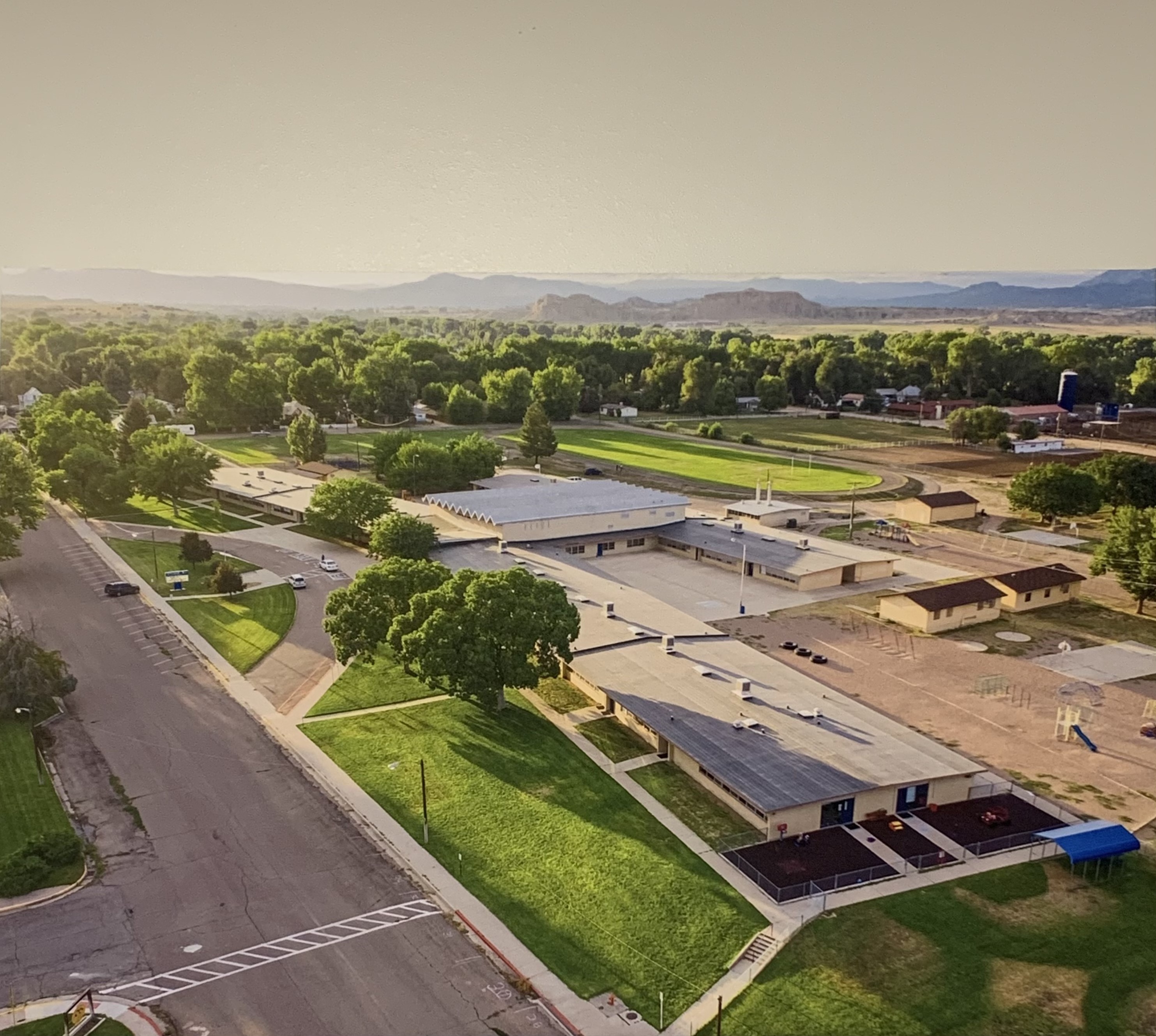 View of Fremont school from a drone
