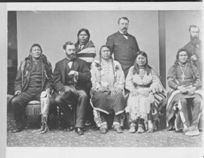 Group portrait of North American Indian (Ute) men and women 