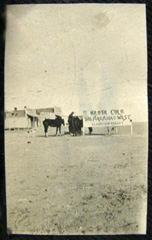 Photograph of a man and a horse near Keota, Colorado, 1913.