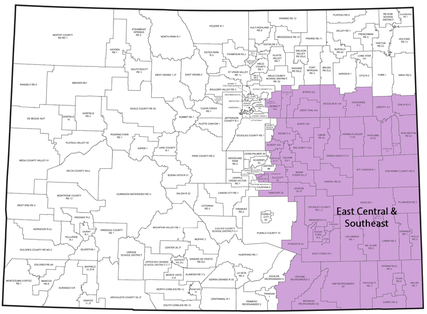 Educator effectiveness east central and southeast regional map