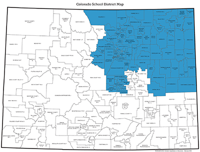 Educator Recruitment and Retention District Central Map- this map shows the Central and northeastern school districts assigned to an ERR Specialist