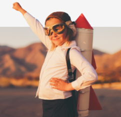 Image of girl with rocket backpack.