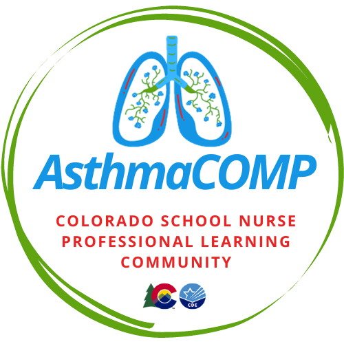 AsthmaCOMP professional school nurse community with green circle and lung graphic