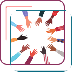 Hands reaching in together towards center.