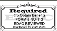 EDAC Stamp for Form #NU-113 for 2025-2026