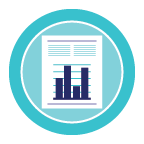 Blue column chart inside a document icon