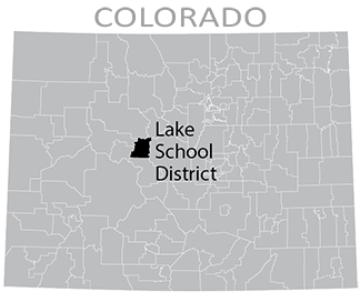 Colorado map showing Lake County School District