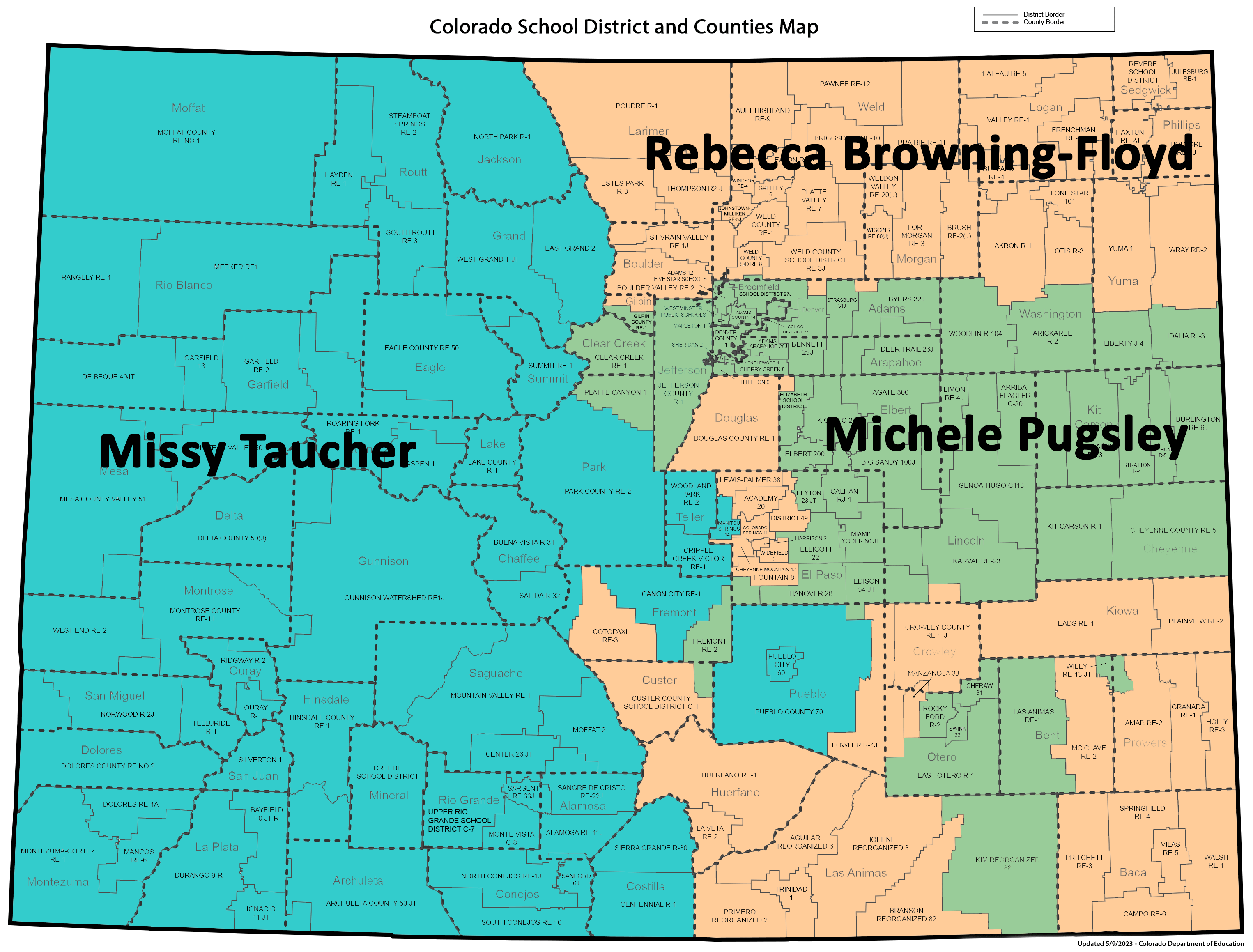This map of Colorado depicts the Results Matter Technical Assistance Specials who are assigned to each school district.