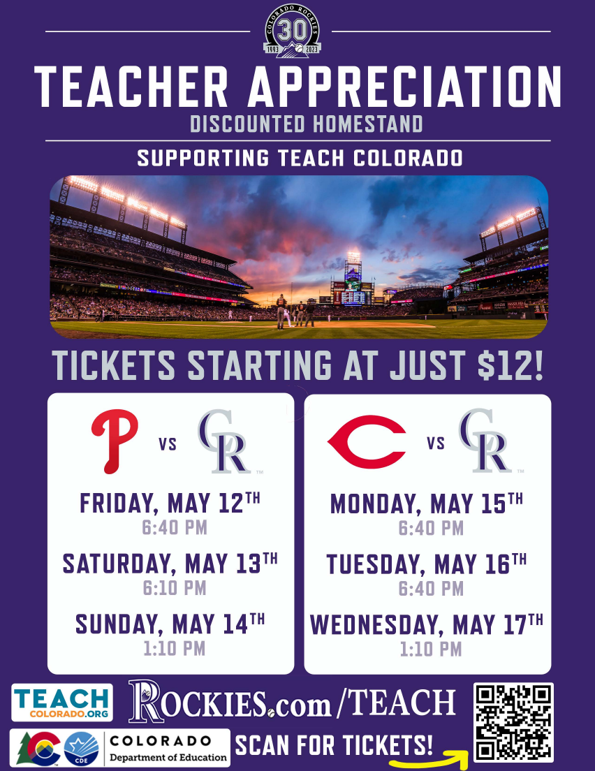 Photo of Rockies promotion for teacher appreciation week.