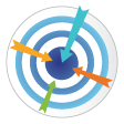 Assessment Icon - A bull's eye with four arrows pointing to the center. 