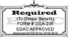 Required to obtain benefit. Form # CGA-235. EDAC Approved. Approved 9/7/2018 for 2018-2019.