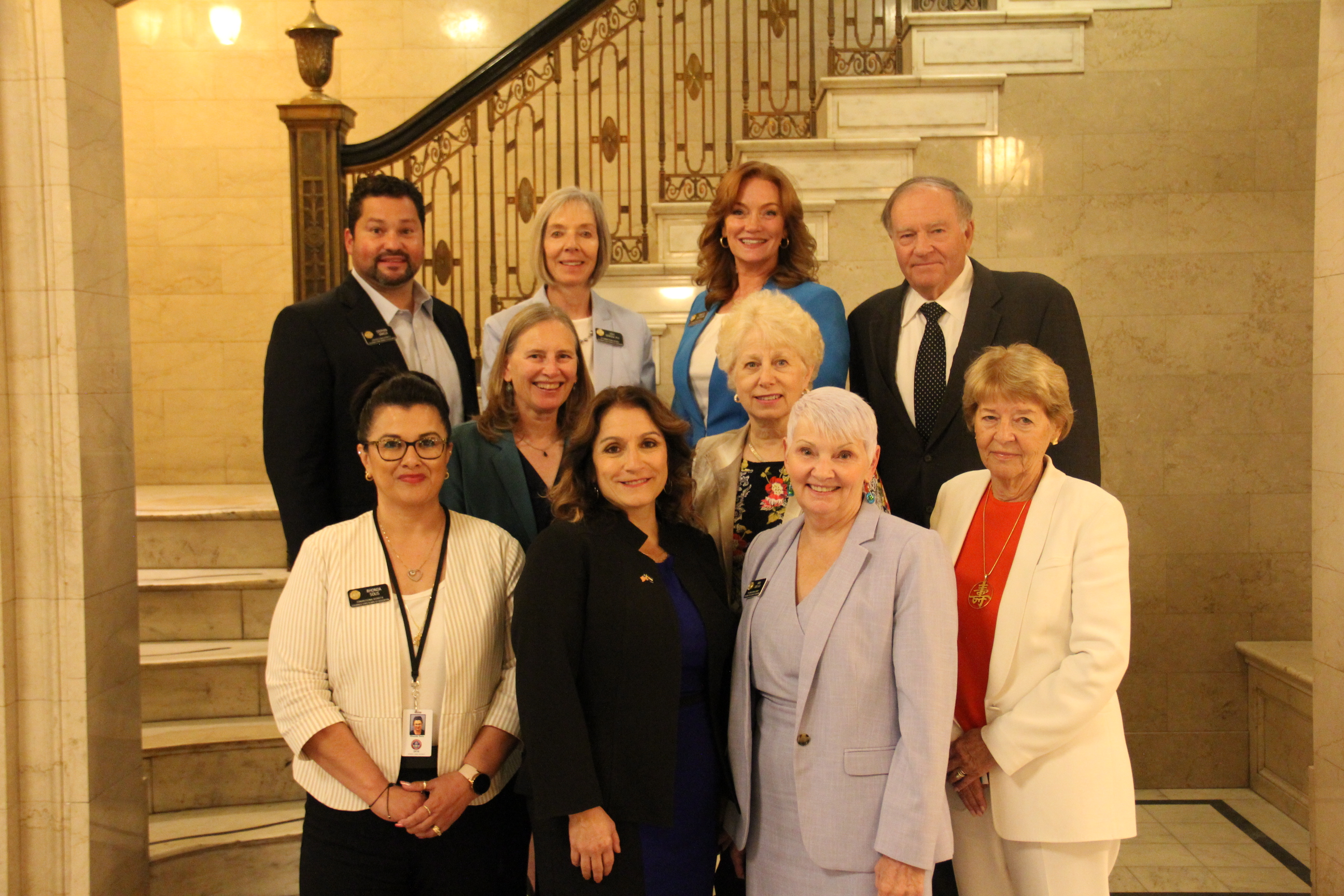 Group photo with State Board of Education members and Commissioner Susana Cordova. Taken in lobby of Colorado Department of Education 201 E Colfax building on Wednesday, June 14th, 2023.