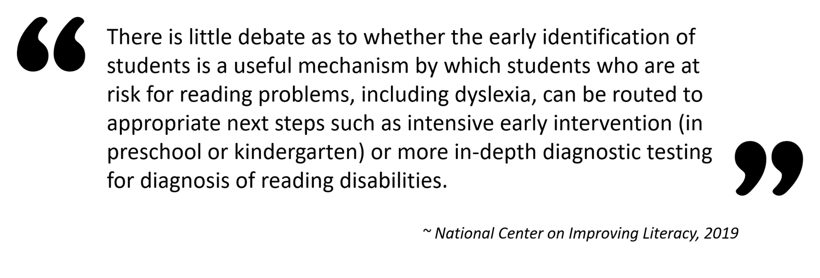 Image of a quote from National Center on Improving Literacy, 2019 
