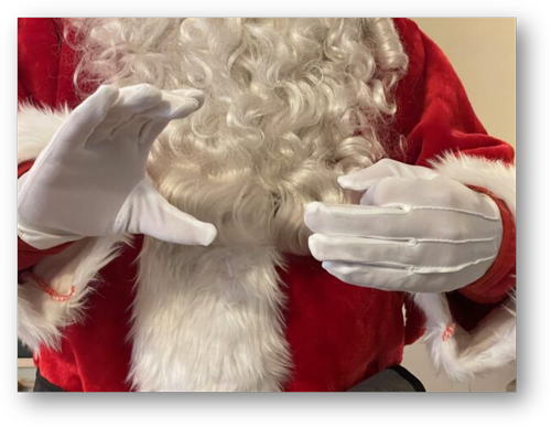 Santa's hands using ASL to communicate
