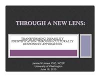 Picture: Powerpoint cover for Through a New Lens by Dr. Janine Jones, June 18, 2015