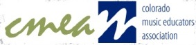 A decorative logo for the Colorado Music Educator’s Association.