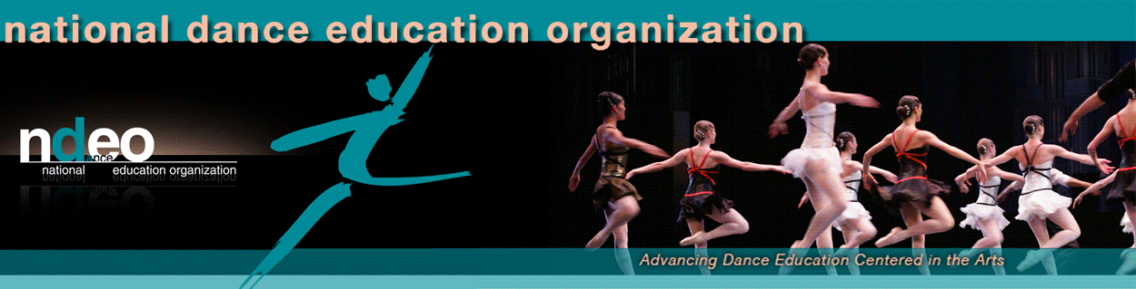 A decorative National Dance Education Organization logo.