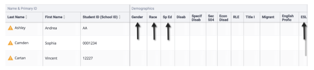 picture showing missing requested demographics fields