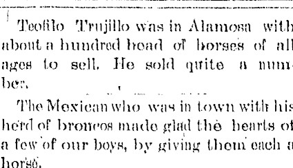 San Luis Valley Courier Article 1889