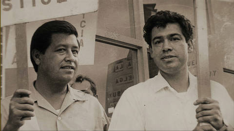 Former boxer Rodolfo (Corky) Gonzales, right, with Cesar Chavez, formed the Crusade for Justice in 1966.
