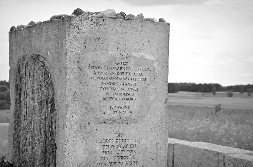 The Jedwabne pogrom was a massacre of Polish Jews in the town of Jedwabne, German-occupied Poland, on 10 July 1941. About 40 non-Jewish Poles carried out the crime. This image is the memorial marker.