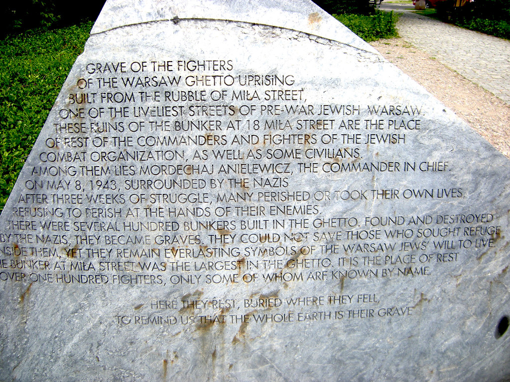 Memorial at the Mila Street bunker for the Warsaw Ghetto Uprising.