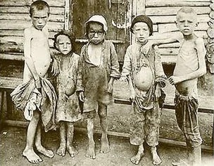 Starving children circa 1932 during the Holodomor, famine induced by Soviet forced collectivization