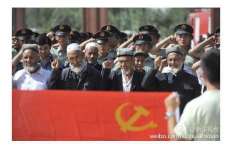 Uyghur muslims forced to attend the Chinese Communist Party and become non- muslim.
