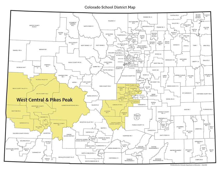 West Central & Pikes Peak regional map
