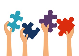 cartoon hands holding puzzle pieces