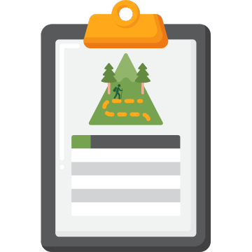 Clipboard with a map of a mountain trail