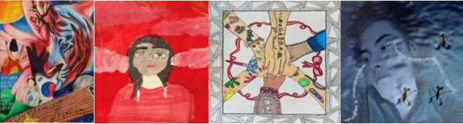 Four student art pieces that won the 2020 Art Award