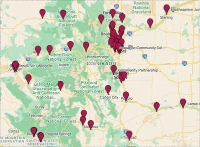 screenshot of colorado map with test sites
