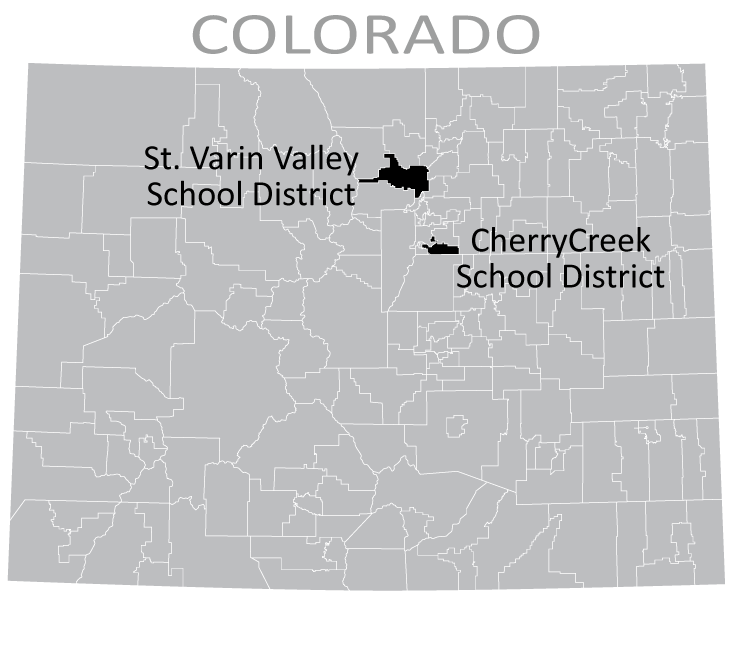Map of Cherry Creek School District and St. Vrain Valley School District