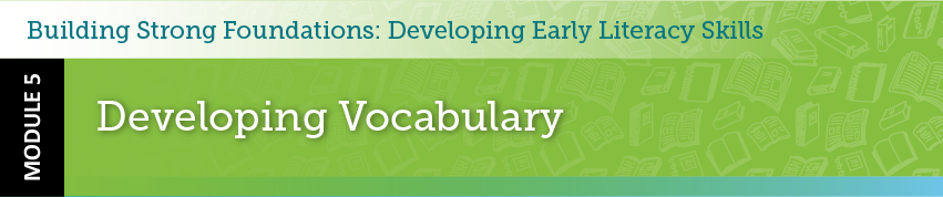 Building strong foundations: developing early literacy skills. Module 5: Developing vocabulary