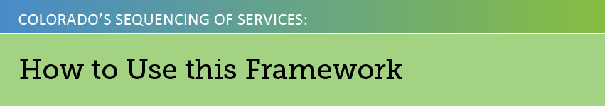 Colorado's Sequencing of Services: How to Use this Framework