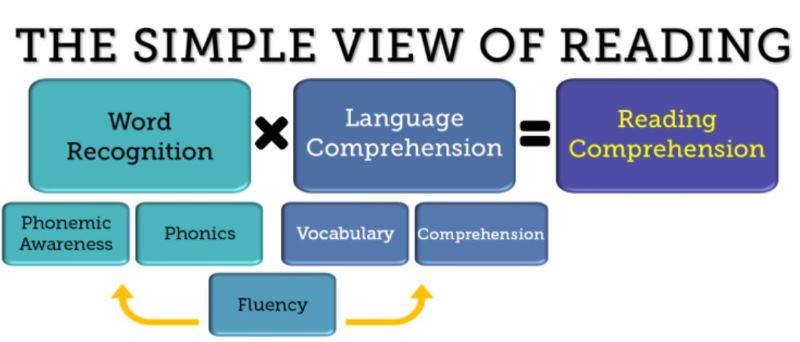 The Simple View of Reading is a model to help teachers understand decoding (the ability to read words on a page) and language comprehension (understanding those words). 
